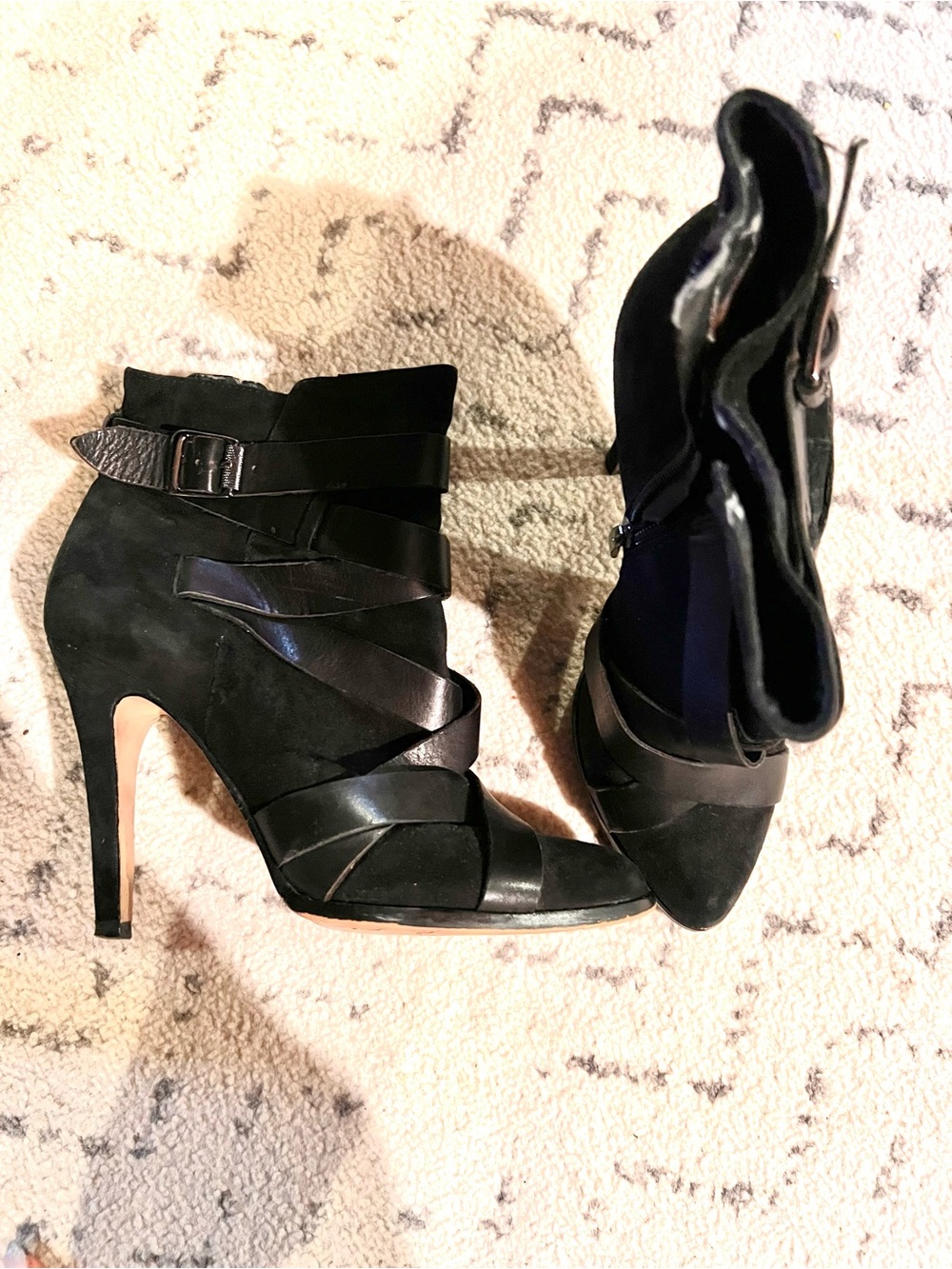 Sam Edelman Women's Black Strappy Ankle Boots - Stylish Leather & Suede